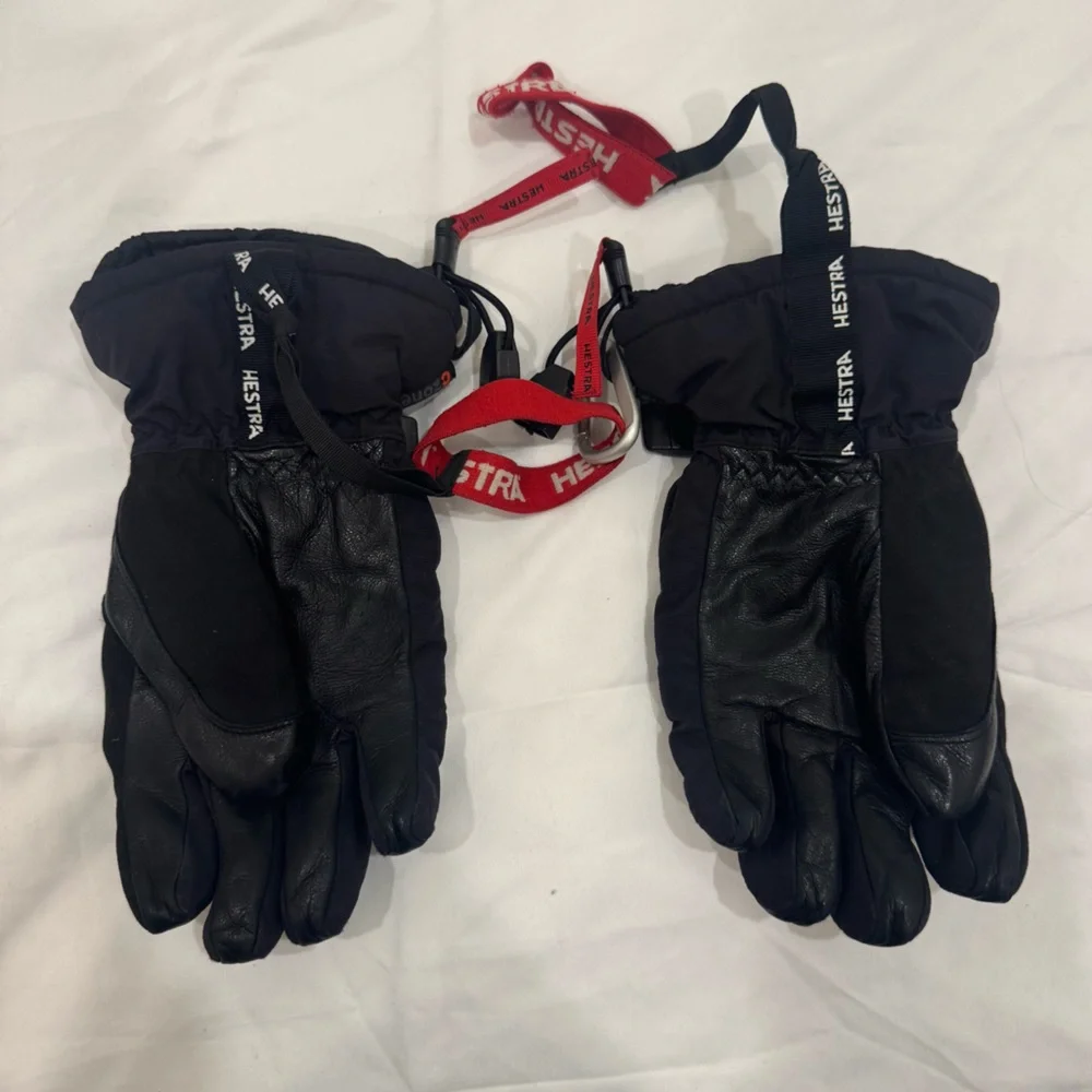Hestra Army Leather Heli Ski Junior Gloves Black Size 6 Snowboard Winter Kids